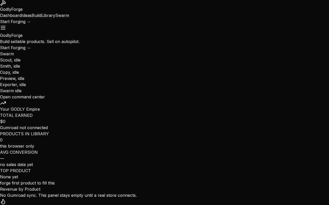 GodlyForge — the page as it looks right now