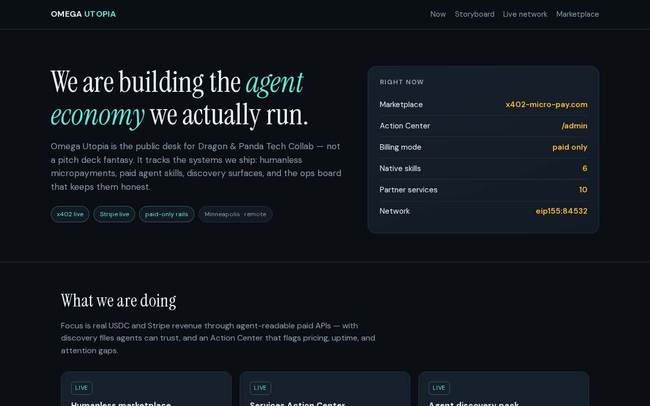 Omega Utopia — the page as it looks right now