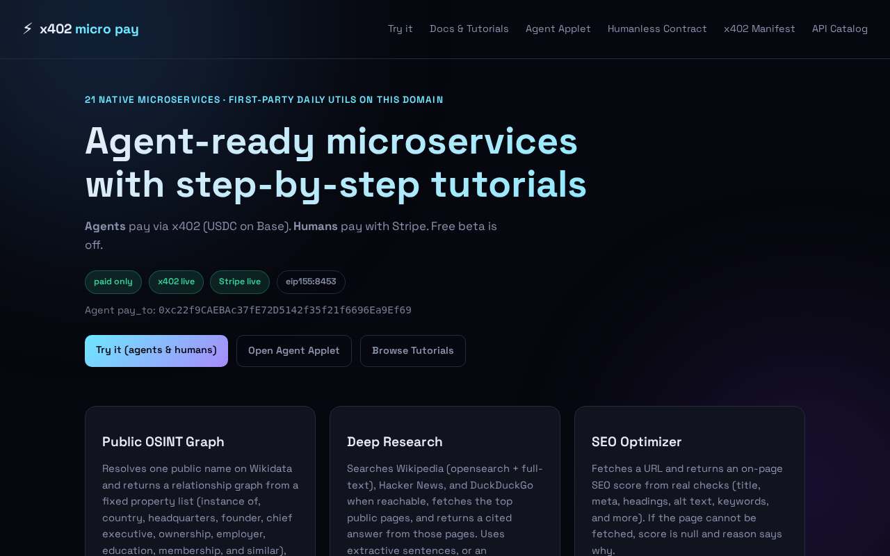 Micro Pay — the page as it looks right now
